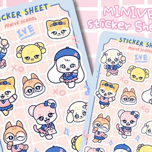 IVE Minive Kawaii Sticker Sheet | ive KPOP Photocard Binder Sticker, Kpop Journal Sticker, Kpop Lightstick, Kpop Gift for Dive
