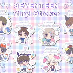 Seventeen SVT Vinyl Stickers | Cute SEVENTEEN and friends Vinyl Sticker, perfect for photocard binder, water bottle, Kpop gifts CARAT
