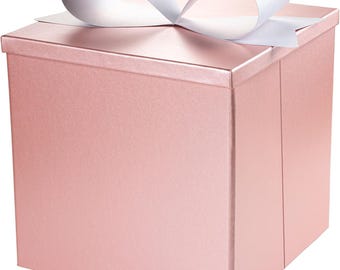 Scatole regalo medie con coperchio per regali, scatola regalo pieghevole rosa da 9x9x9 pollici per San Valentino, compleanno, matrimonio, rosa