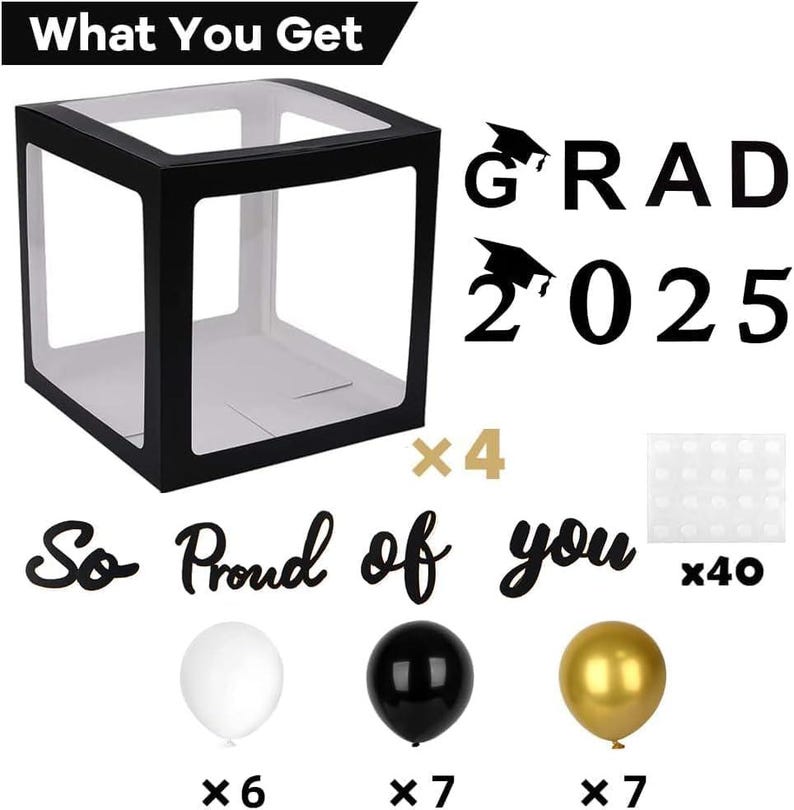2027 Graduation Decoration Black Balloon Boxes With Letters 2027 - Etsy