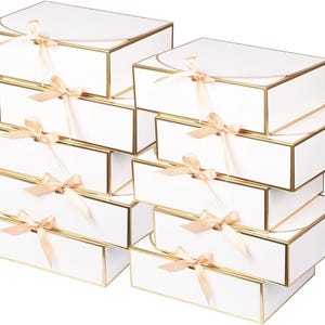 Lot de 10 grandes boîtes cadeaux avec couvercles, 32 x 25 x 8 cm, idéales pour une demande en mariage (demoiselle d'honneur), boîtes cadeaux blanches pour cadeaux, mariage, remise de diplôme, anniversaire.