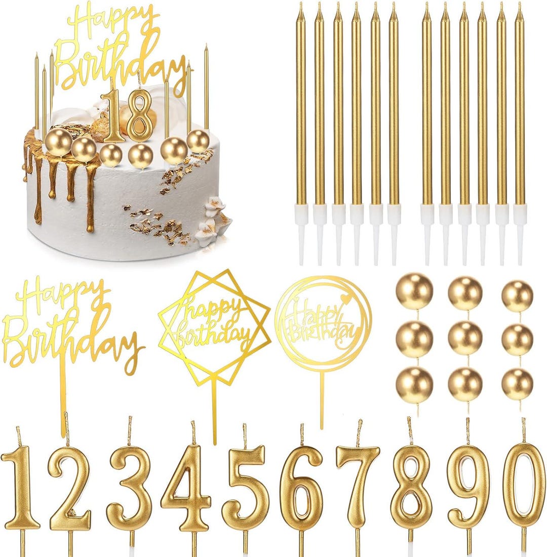 34 Pcs Happy Birthday Cake Toppers Decorations Birthday Candles DIY ...
