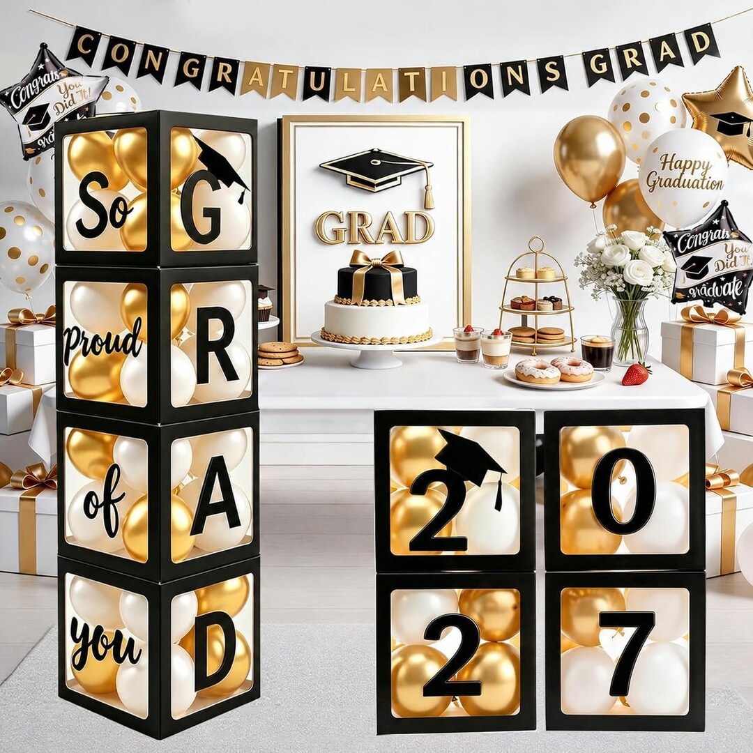2027 Graduation Decoration Black Balloon Boxes With Letters 2027 - Etsy