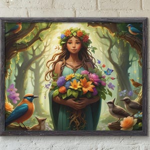 Fantasy Forest Spirit Poster / Grovemother Nature Guardian Wall Art