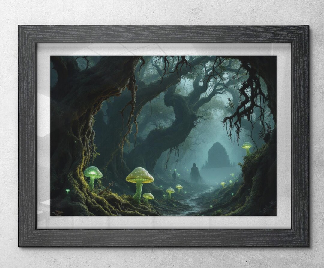 Rotwood Hollow Poster / Dark Fantasy Forest Art Print / Spirit Guardian ...