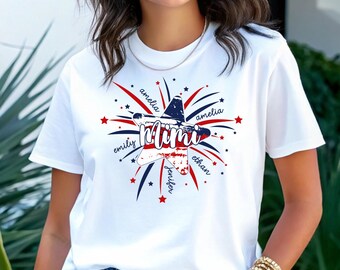 Personalisiertes 4. Juli Shirt für Oma, benutzerdefiniertes patroitisches T-Shirt mit Namen, Gigi Nana Mimi Geschenk, amerikanische Mama Shirt zum Unabhängigkeitstag Shirt