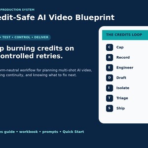 AI Video Prompt Planner, Credit Budget Calculator, Continuity Bible and Shot List Template
