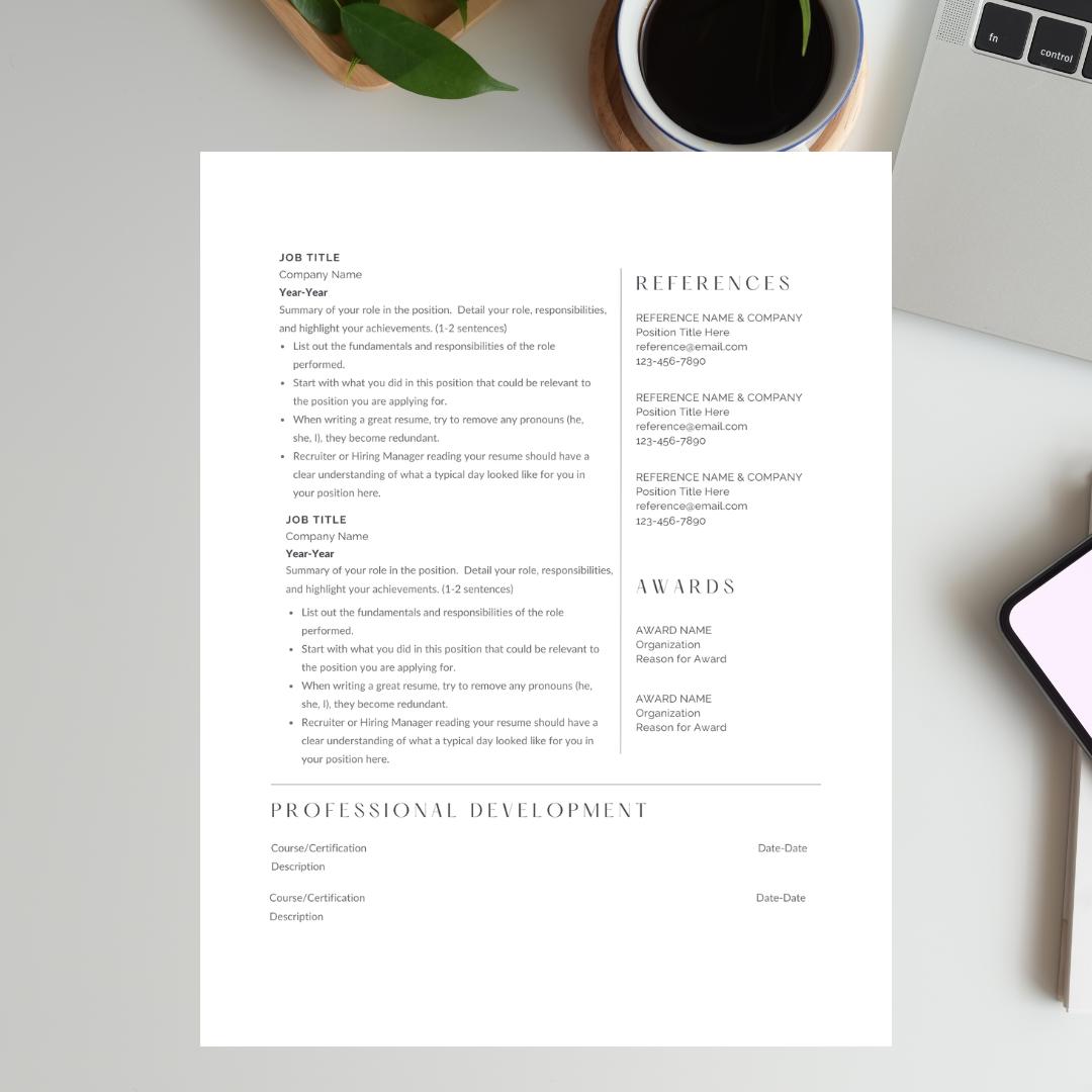 ATS Friendly Resume Template, Simple Resume, Resume Template, Reference ...