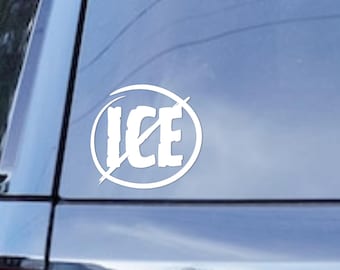 Ban ICE No I.C.E. Vinyl Decal Sticker Anti Trump Political Protest Bumper Sticker Resist Movement Activist Car Laptop Window Sticker