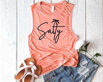 Salty tank top ,summer beach tank top, muscle tank top ,funny summer beach party tank top