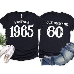 1965 Vintage Tee Shirt, Custom Name 1965 Birthday Tee Shirt, 60th Birthday Gift, 60th Birthday Gift Shirt, 1965 Vintage Tee,1965 Retro Shirt