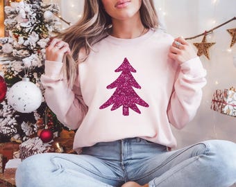 Glitter Christmas Tree Sweatshirt: Sparkly Holiday Shirt