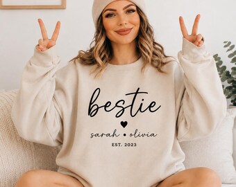 Personalized Bestie Sweatshirt, Custom Best Friend Sweatshirt, Matching Best Friend Gift, BFF Crewneck, Bestie Crewneck