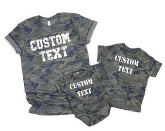 Custom Text Camo Shirt: Matching Family Camping Tee