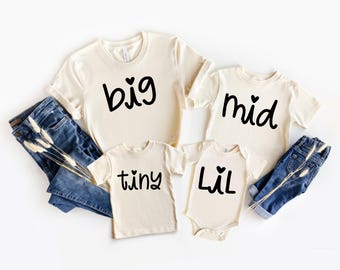 Sibling shirt, Kids  Big Middle Little Tshirts, Pregnancy Announcement Shirt, Pregnant Mom Reveal, Sibling T-Shirts, Third Pregnancy Tees