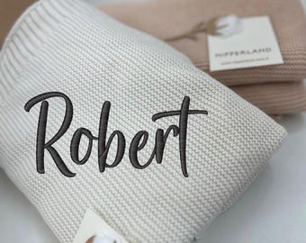 Custom Embroidered Baby Blanket: Soft Knit Name Blanket