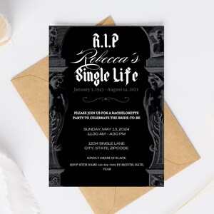 Death to Single Life Bachelorette Party Invitation Template, Bachelorette Party, Gothic Bachelorette Party DIGITAL DOWNLOAD