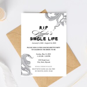 Death to Single Life Bachelorette Party Invitation Template, Bachelorette Party, Gothic Bachelorette Party DIGITAL DOWNLOAD