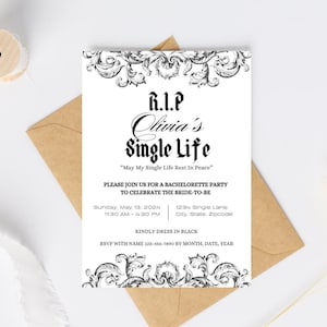 Death to Single Life Bachelorette Party Invitation Template, Bachelorette Party, Gothic Bachelorette Party DIGITAL DOWNLOAD