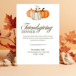 Friendsgiving Invitation Template, Fall Potluck Party, Friendsgiving Invite, Thanksgiving Invite DIGITAL DOWNLOAD