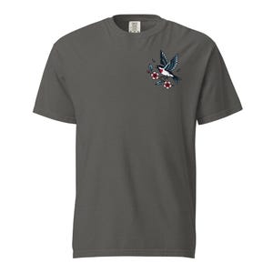 Vintage Sparrow & Cherry Blossom Tattoo T-Shirt | Comfort Colors® Tee | Indie Boho Retro Aesthetic | Bird Lover Oversized Shirt