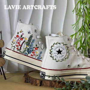 Wildflower Embroidered Converse, Floral Embroidered Converse, Flower Wedding Converse, Garden Flower Embroidered Shoes, Unique Gifts for Her