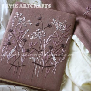 Dandelion flower Embroidered notebook, Personalized Hand Embroidered, Flower Embroider Book, Fabric Hard cover Notebook, Handmade Notebook