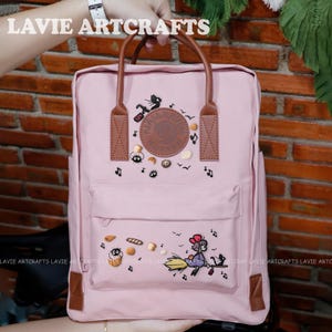Cartoon Character Embroidered Kanken Backpack, Cat Ji.ji Embroidered Jfallraven Kanken, Character Anime Custom, Custom Pet, Cat Lover Gift