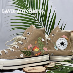 Kawaii  Embroidered Converse, Custom Character Cartoon Embroidered Converse, Custom Converse Chuck Taylor 1970s, Embroidered Sneaker, Gifts