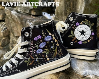 Individuell gestickte converse Chuck Taylor, gestickte Gartenblumen Schuhe, Gartenblumen gestickte Schuhe, Geschenke für Sie