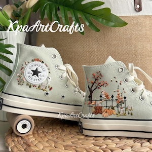 Halloween Night Owl Autumn Converse, Converse Halloween, Autumn Leaves, Halloween Vibes, Custom Converse Chuck Taylor 1970s, Gift For Her