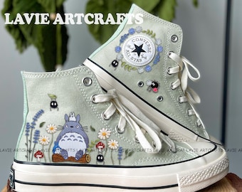 Cartoon Character Embroidered Converse ,Neig.hor Embroidered Converse, Flower Converse, Embroidery Converse Chibi, Character Anime Custom