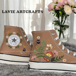 Kawaii Embroidered Converse, Custom Character Cartoon Embroidered Converse, Custom Converse Chuck Taylor 1970s, Embroidered Sneaker, Gibi