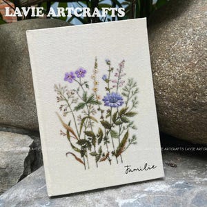 Wildflower Embroidery Notebook, Handmade Fabric Notebook, EmbroideredFlower Notebook, Fabric Hard Cover Journal, Custom A5 Notebook Flower