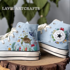 Sea Turtle Embroidered Converse Chuck Taylor 1970s: Ocean Vibes