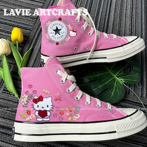 Kitty Embroidered Converse, Custom Kitty Cat Embroidered Converse, Cartoon Character Embroidered, Pet Custom, Pet Embroidered Shoes, Gifts