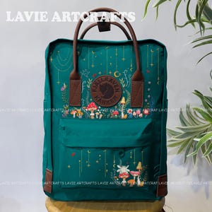 Frog Mushroom Bestickter Kanken Rucksack, Kanken Rucksack bestickt mit Pilz, bestickter Fjallraven Kanken, Pilz Frosch Kanken