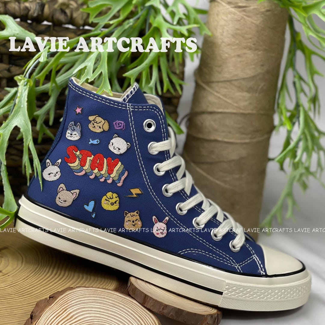 Character Emoji Embroidered Converse, Converse Embroidered, Embroidered ...
