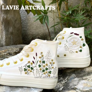 Custom Converse Platform Embroidered, Custom Chuck Taylor All Star Lift Platform High Top Embroidered, Wedding Sneakers,Converse Spacehippie