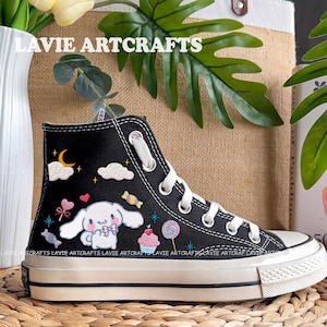 Cinnamom Embroidered Converse, Custom Cinnamom Kawaii Embroidered Converse, Cartoon Character Embroidered Shoes, Converse Embroidered Anime