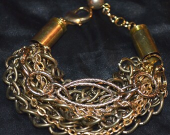 Wildflower - Upcycled Bullet Casing and Chains Statement  Bracelet