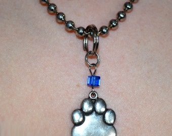 UK Wildcats Unisex Paw Print Charm and Ball Chain Necklace