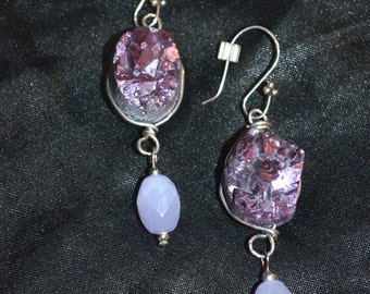 Purple Druzy Earring Dangles