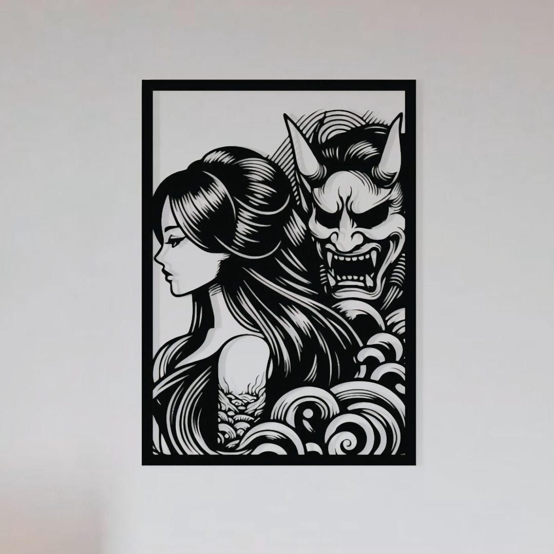 Geisha, Japan Wooden Wall Decor, Japanese Wooden Wall Art, Japanese