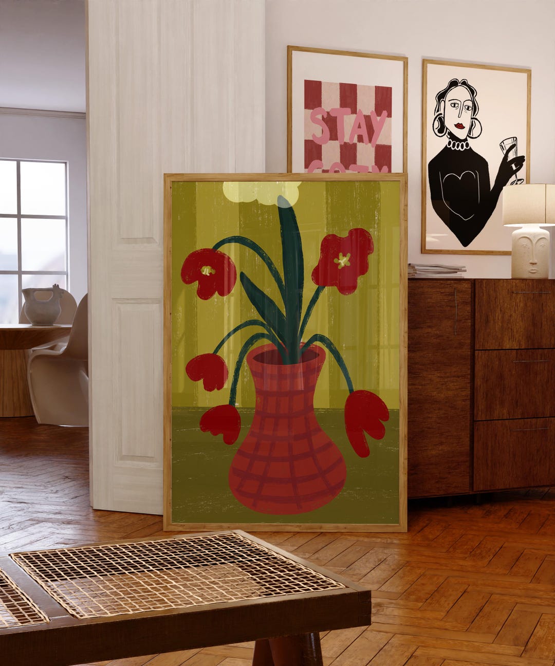 Abstract Floral Vase Art Print: Modern Botanical Wall Decor (digital ...