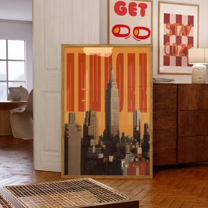 New York Reiseplakat, New York City Wandkunst, New York City Vintage Print, trendiges Wohndekor, New York Citybild Poster, digitaler Download