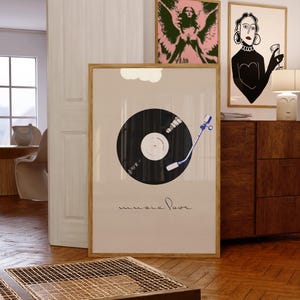 Music Poster, Vinyl Records Print, Retro Record Music Poster, Music Wall Art, Minimalist Vinyl Record Wall Art, Music Room Decor