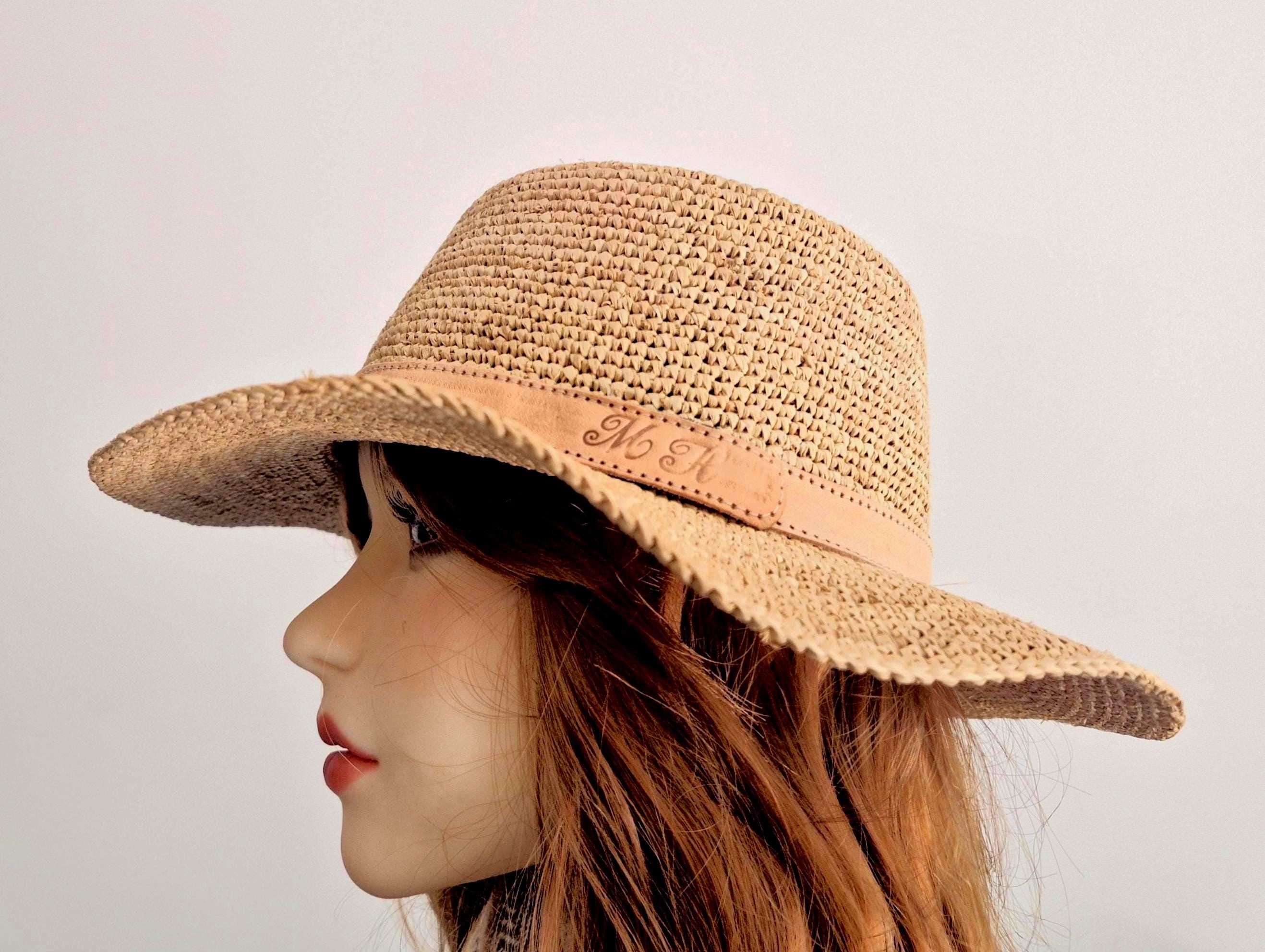 Chapeau De Paille Cowboy Rose - Taille M - Crêpe Malléable - Look Usagé - CA. Brown