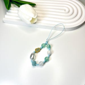 Handmade Chinese Style Beaded Jade Pearl Lucky Phone Charm Strap, Aesthetic Keychain, Cute Cup Charm, Asian Culture Style Bag Charm