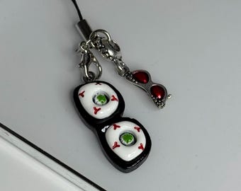 Gothic Eyeball Phone Charm Strap, Creepy Kawaii Keychain, Halloween Gift